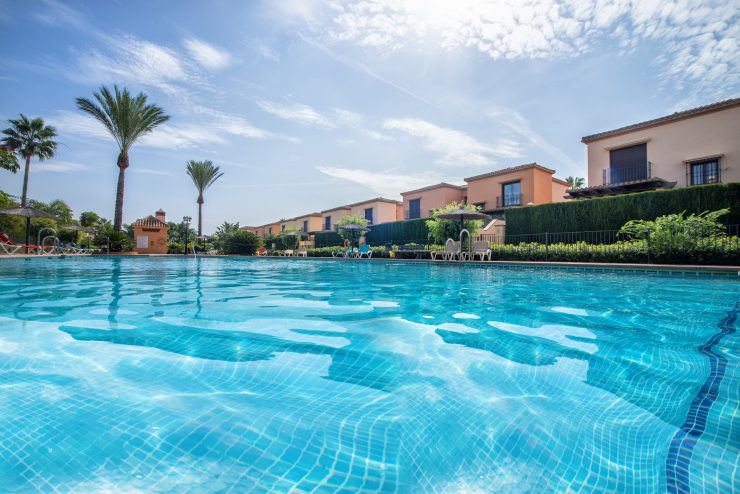 Pool view from an urbanization in La Cala de Mijas, Spain